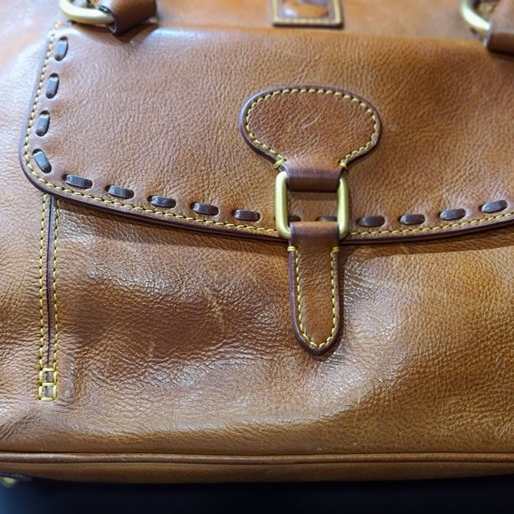 DOONEY & BOURKE Florentine Genuine Italian Leather Zippered Pocket Satchel Lined - Picture 6 of 8